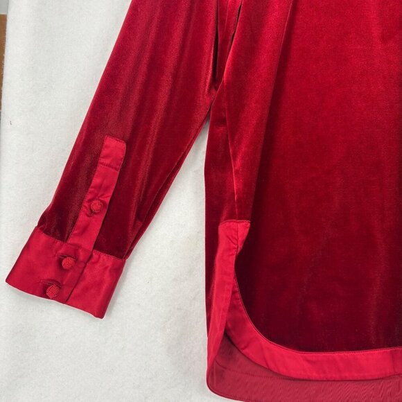 Soft Surroundings Esmarelda Velvet Blouse Top Size M Red Long Sleeve Stretch - Picture 6 of 12